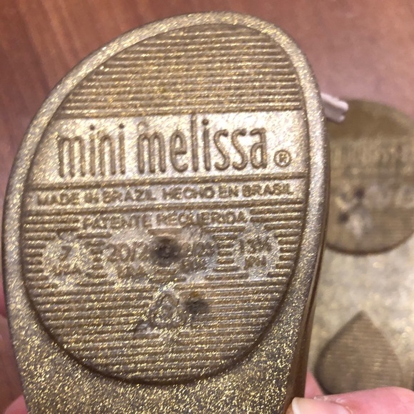 CAT Mini Melissa Ultragirl Gold Mary Jane Shoes Sz 7 - Picture 9 of 13